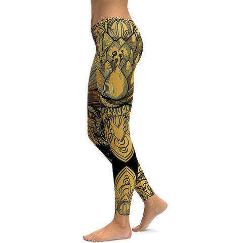 Gold Print leggings - jfwoman.com